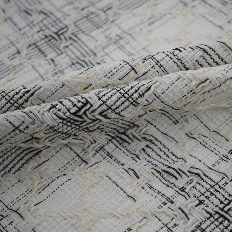 Новинка 2018 твидовая ткань в черно белую клетку из твида для пальто тканевая