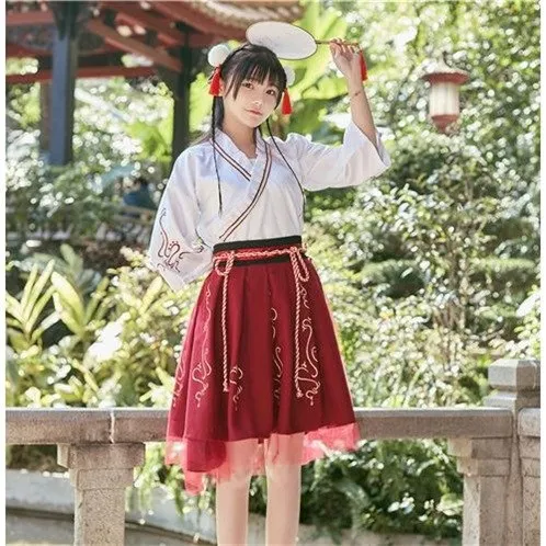 Улучшенная женская повседневная юбка Hanfu летний костюм для студентов |