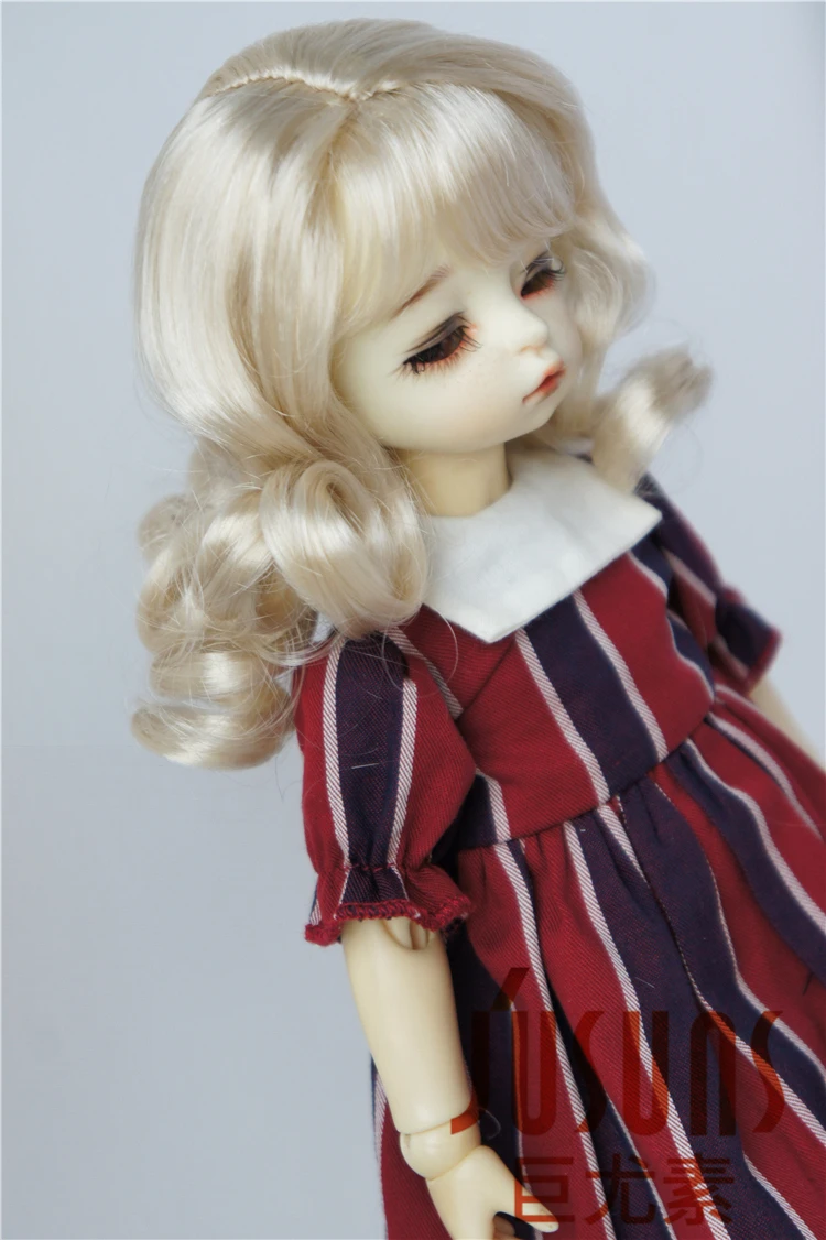 JD038 YOSD 1/6 мягкий синтетический, мохеровый, для куклы парик ластик парик с длинными кудрявыми волосами с челкой для BJD 6-7 дюймов куклы парики