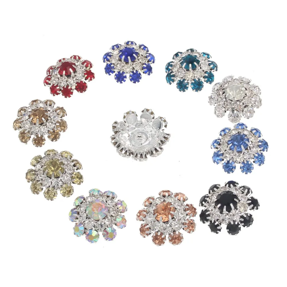

Rhinestone Shank Crystal Buttons for Clothing DIY Metal Sewing Bouton Silver Bottoni Garment Botones for Craft Decorativos 10pcs