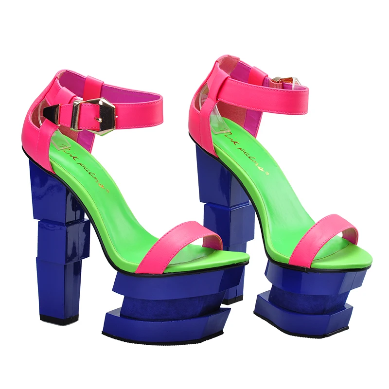 Туфли sinjumping женские на платформе странные сандалии высоком каблуке с ремешком