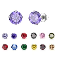 earrings with 5mm aaa colorful round zircons 316l stainless steel earring ip plating no fade allergy free