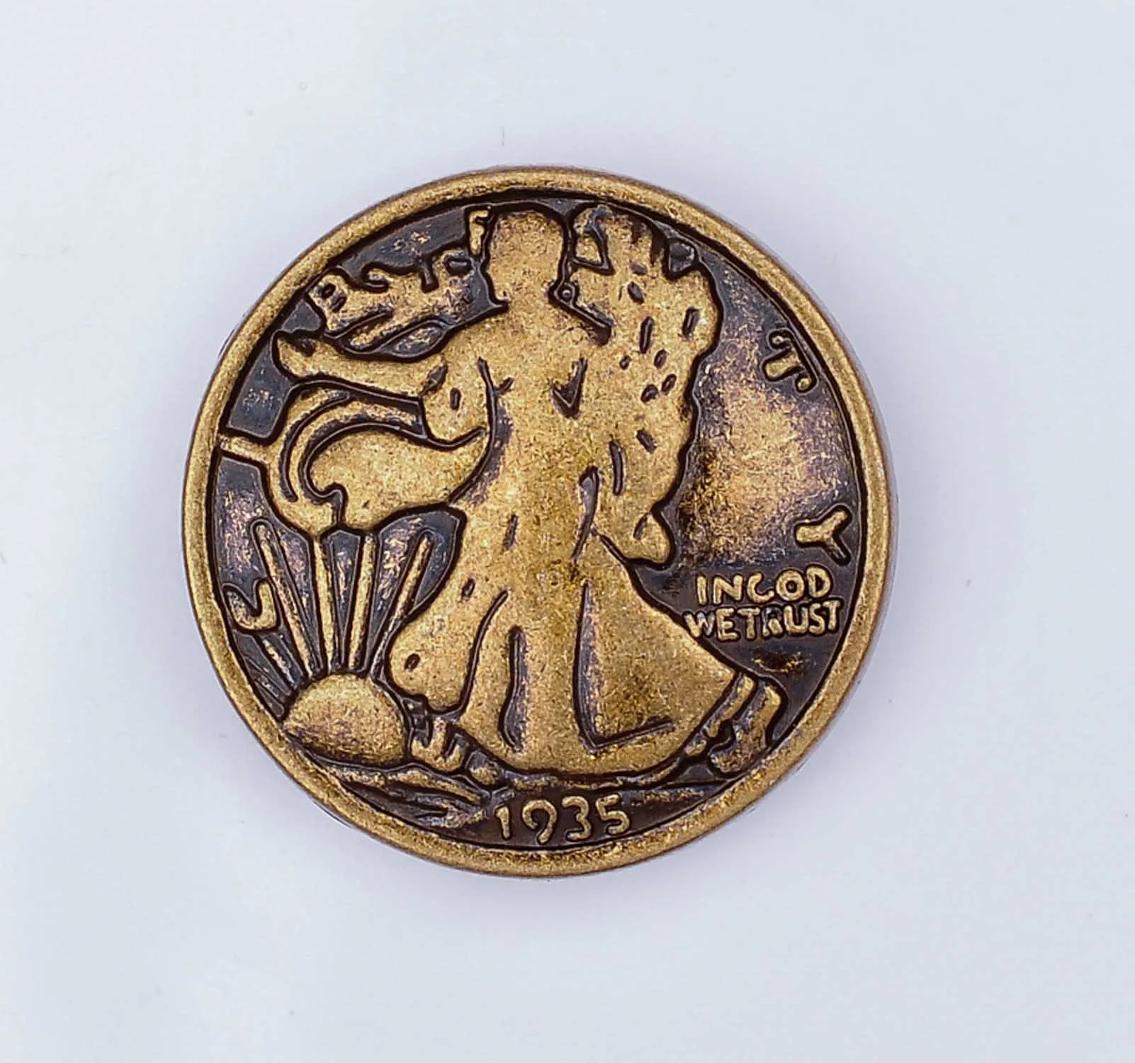 10X IN GOD WE TRUST WALKING LIBERTY старинный латунный ремень для кожевенного ремесла