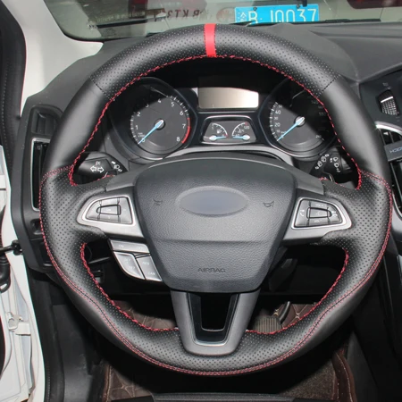 DIY ручной шитье чехол рулевого колеса автомобиля замша кожа для Ford Focus 3- Kuga- Escape C-MAX Ecosport - Название цвета: Style4