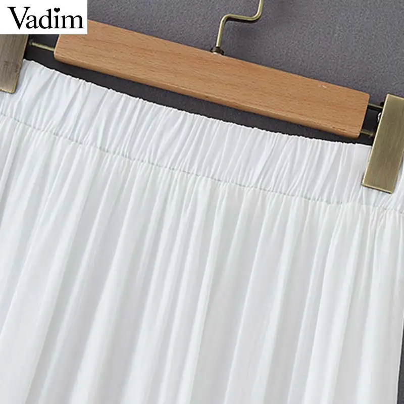 Vadim милый Женский гофрированный сплошной миди юбка с эластичной резинкой на