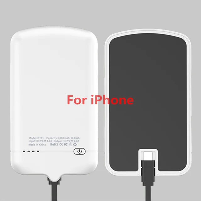 White For iphone KQJYS портативное зарядное устройство корпус запасной Мобильный блок питания 4000 мАч для iPhone samsung просо huawei Корпус Зарядного устройства - Цвет: White For iphone