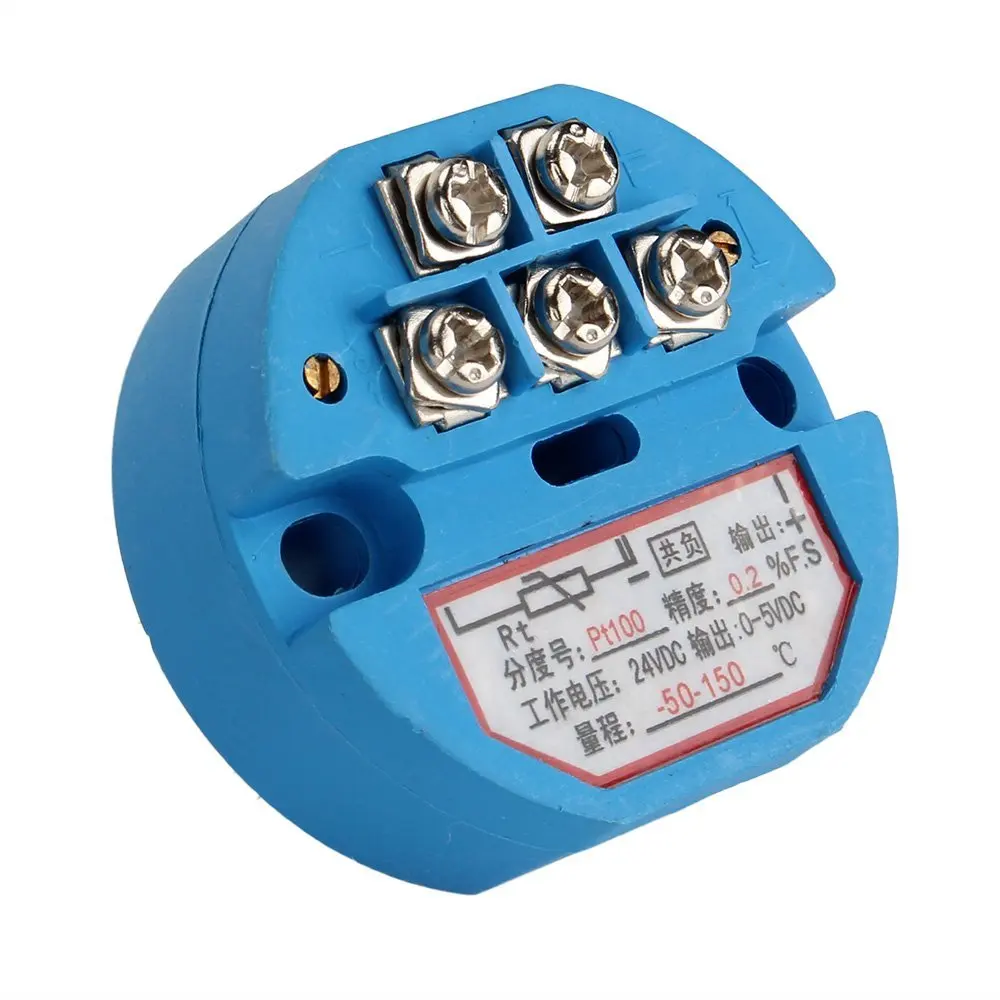 

Blue RTD PT100 Temperature Sensors Transmitter -50 to 150 Degree DC 24V 0-5V