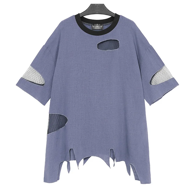 Новинка 2017 года поступление выдалбливают Марля Лоскутная Свободные футболки