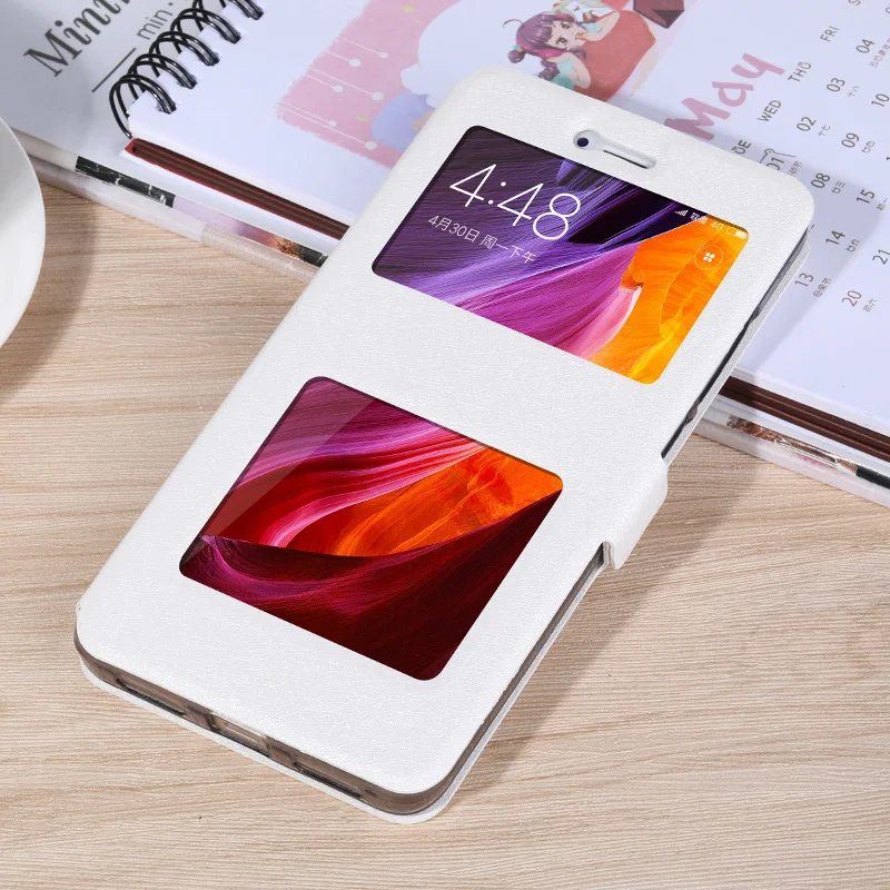 Ультратонкий Флип кейс с окошком и подставкой для Xiaomi Redmi 4 Pro 4A 4X 5 Note 2 3 5A S2 Y2 6 6A 7