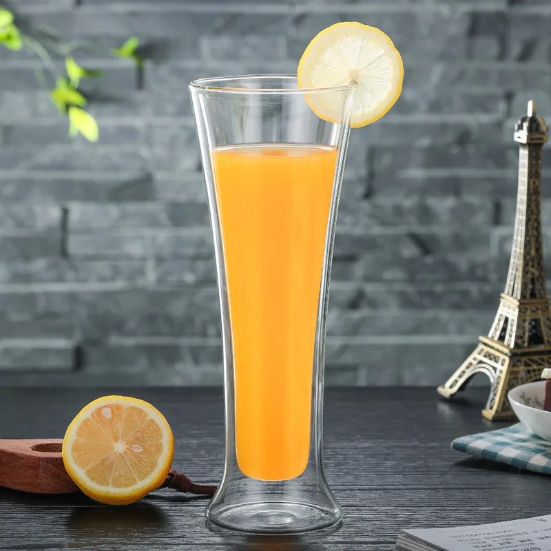 300 мл креативная пивная кружка двойная стеклянная чашка для сока длинная в форме