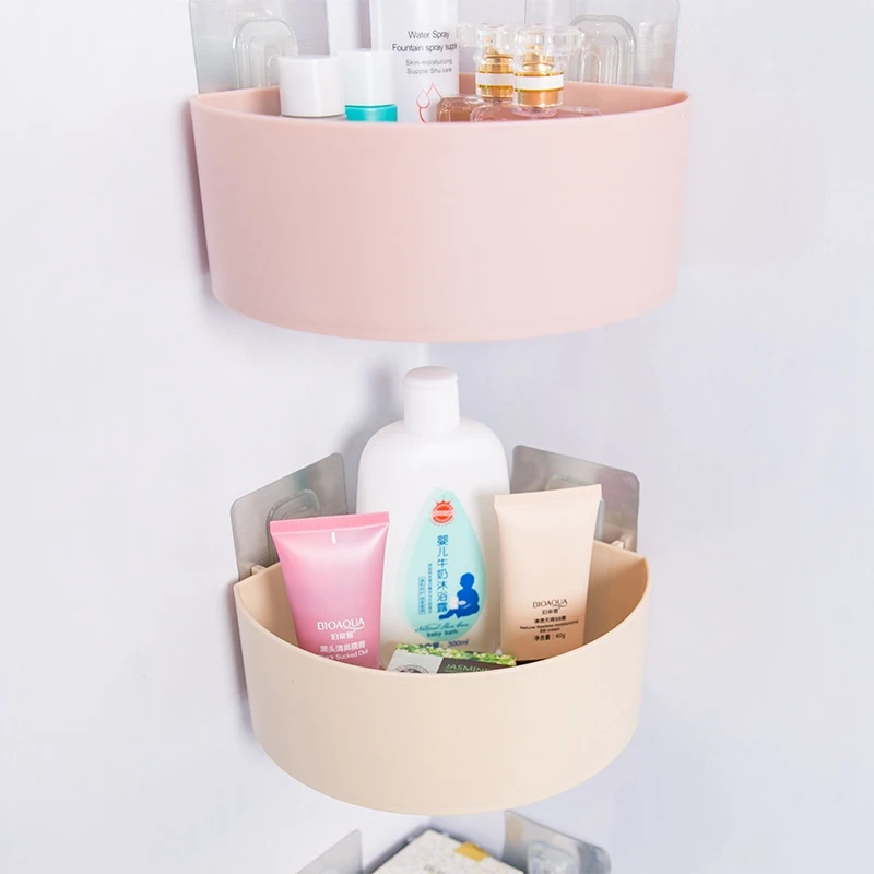 Mrosaa Bathroom Shelves Wall Corner Shelf Sticker Kitchen Seasoning Storage Rack Shampoo Towel Holder Draining Organizer | Обустройство