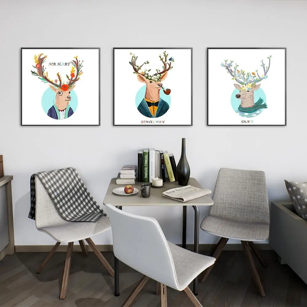 Винтажные модные хипстерские дикие животные жираф олень Зебра лошадь плакаты