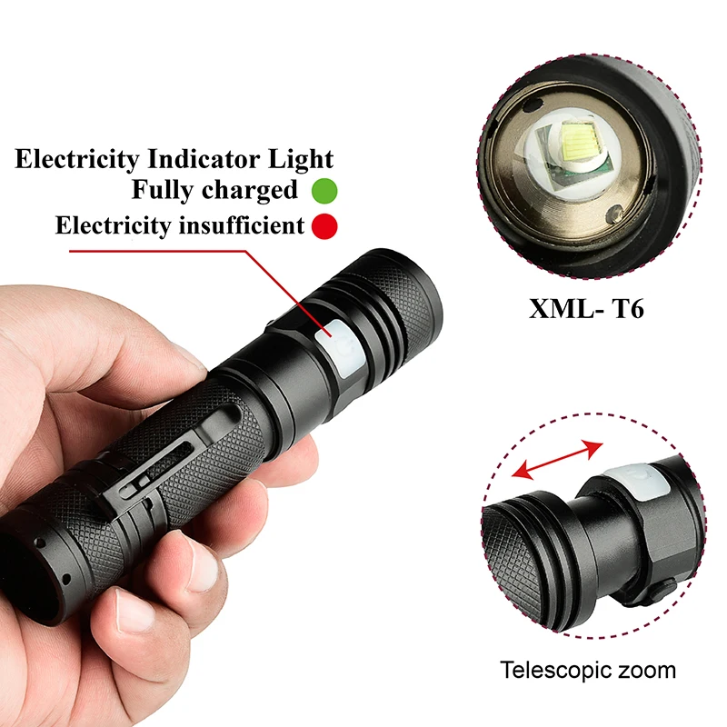 Z30 Litwod1301 микро USB Перезаряжаемый светодиодный фонарик XM-LT6 масштабируемый 5 режимов алюминиевый фонарь