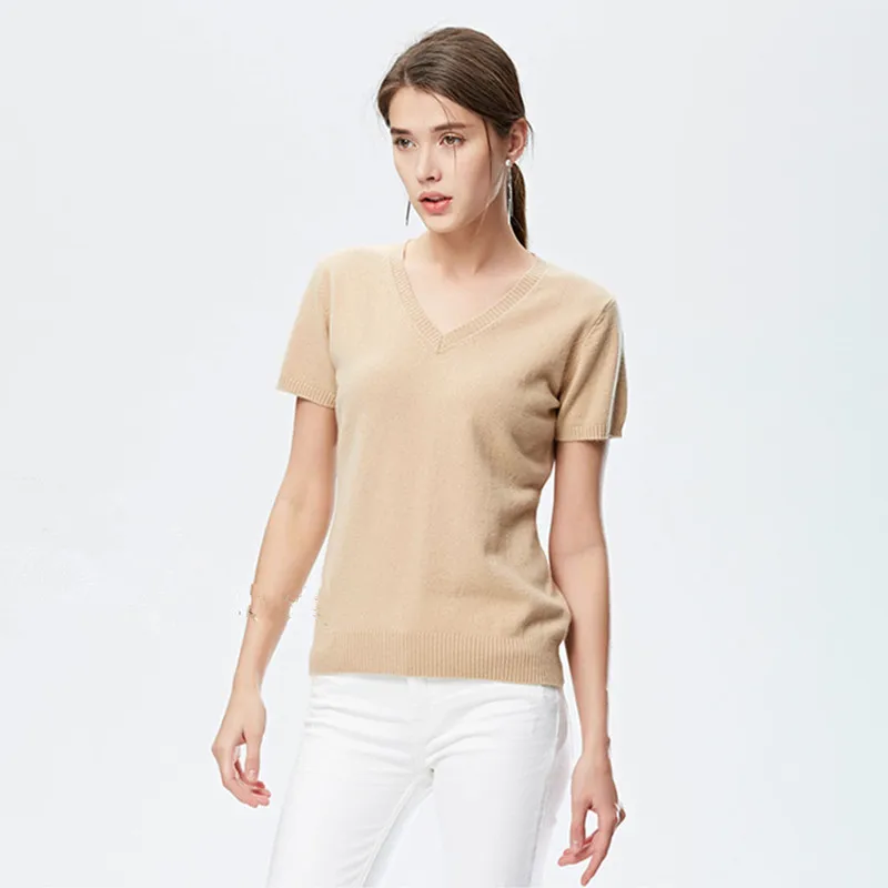 2022 New Summer sweater Spring Autumn women girl ladies 100% cashmere short sleeve Pullover free shipping JN706 | Женская одежда