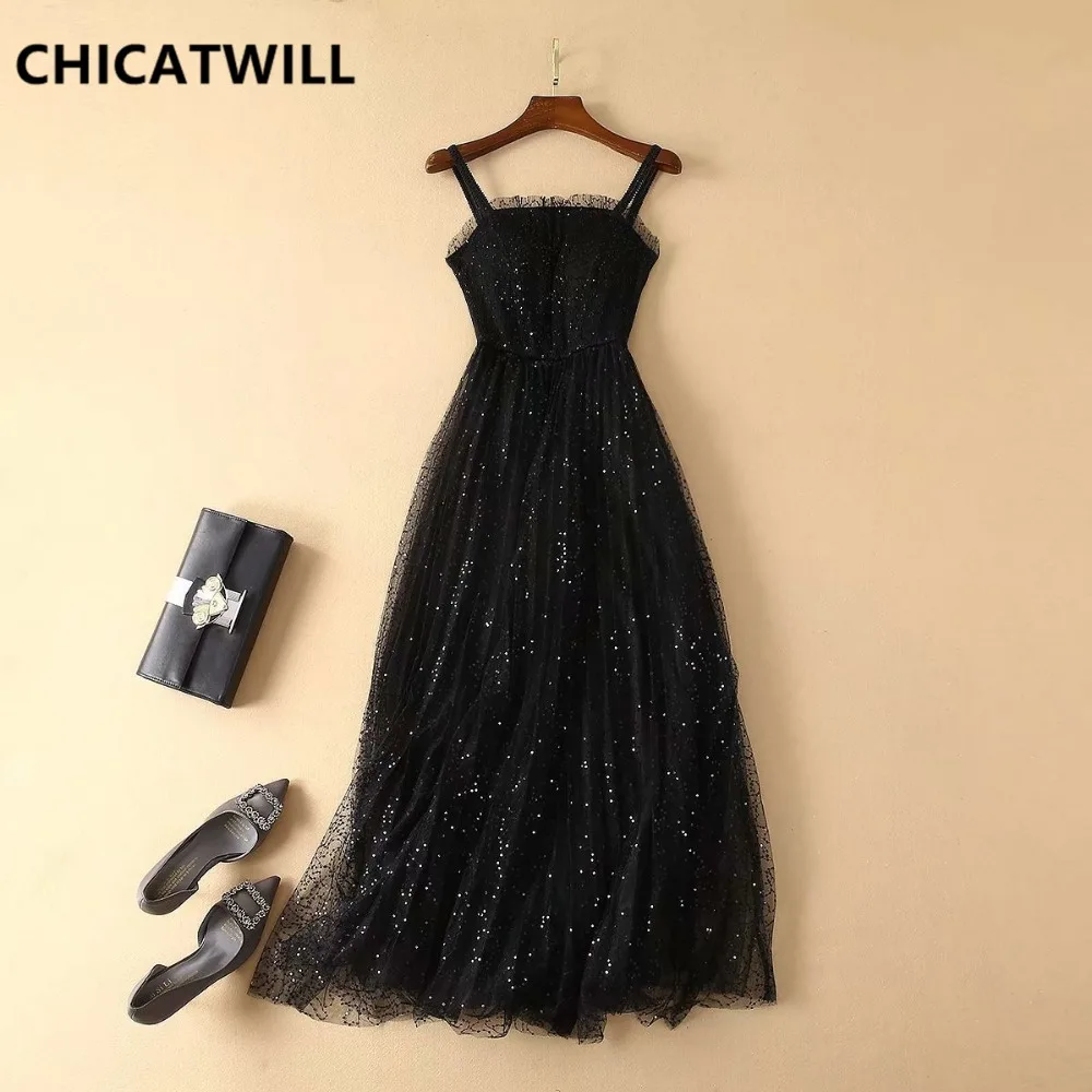 CHICATWILL 2019 летние женские сетчатые длинные платья с блестками шикарные вечерние на