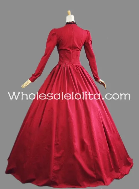 Красное Хлопковое платье 19-го века в викторианском стиле бальное для маскарада