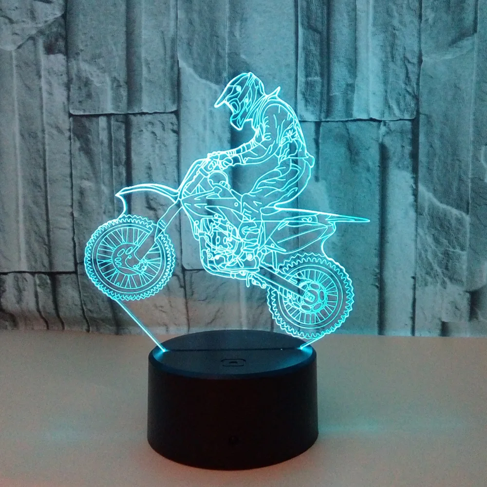 

Motorcycle Riding With Vision Stereo Led Desk Lamp Gradual Touch Remote Control Vision 3d Table Lamp