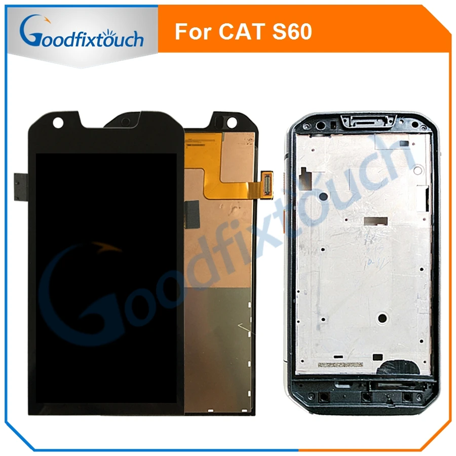 4,7 '' черный для гусеницы CAT S60 Полный ЖК-дисплей+ кодирующий преобразователь сенсорного экрана в сборе протестирован - Цвет: LCD With Frame