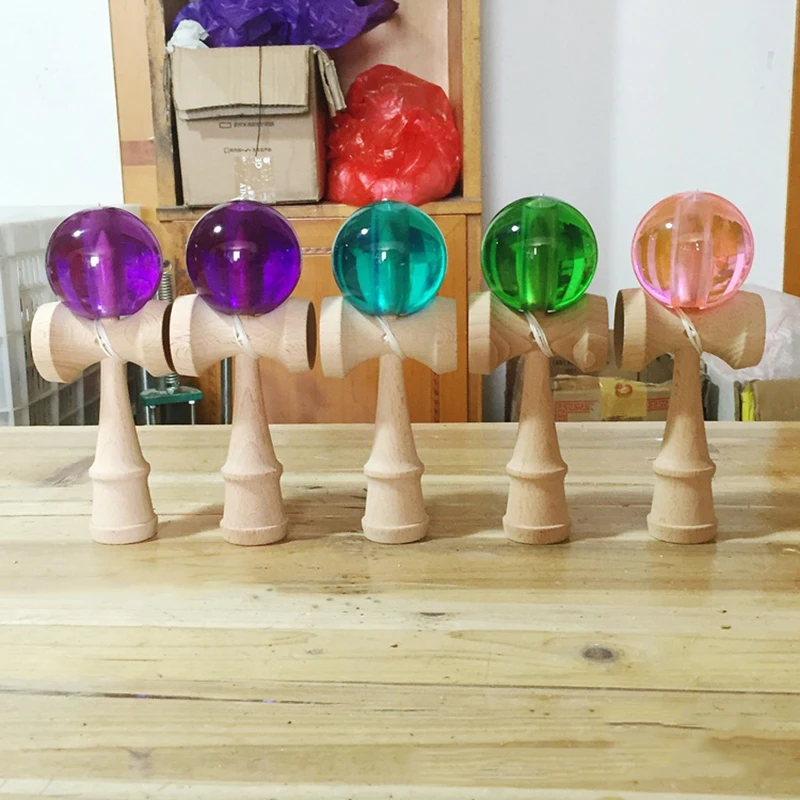 Прозрачные деревянные игрушки Kendama 18 см бук шар Kendama умелый шар для жонглирования игрушки для профессионального отдыха и спорта Bilboquet