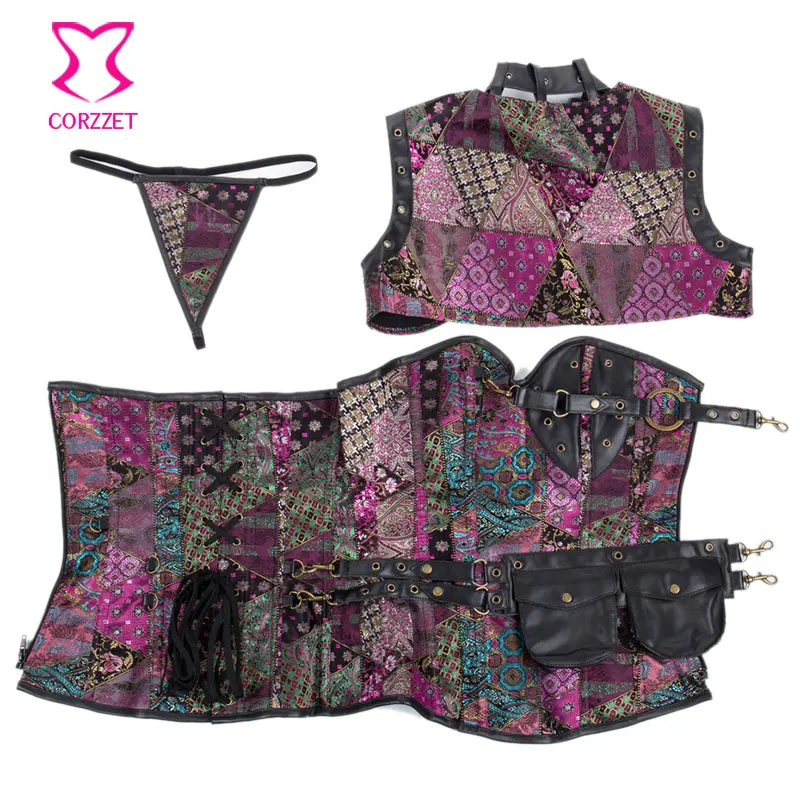 Фиолетовый готический корсет в стиле стимпанк Костюмы размера плюс корсеты и