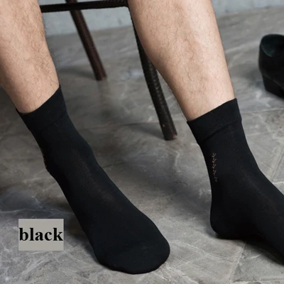 black Мужская одежда, 5 пар/партия, мужские деловые Дышащие длинные носки до щиколотки, мужские Модные черные/белые бамбуковые Sox дезодорант Sokken - Цвет: black