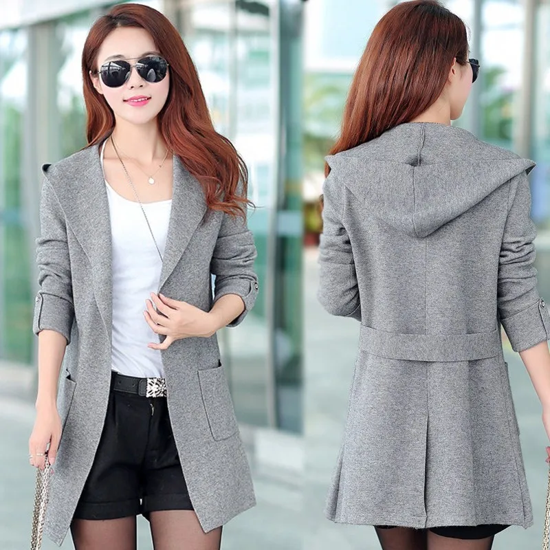Autumn Women Casual Sweaters All Match Jumpers Slim Hooded Knitted Cardigan 2018 Long Outwear Open Stitch Cashmere Coat 3XL |