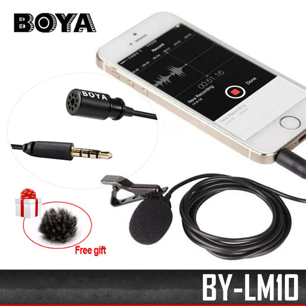 BOYA BY LM10 смартфон всенаправленный Lavalier микрофон аудио видео запись для iPhone 6 s 5 4S