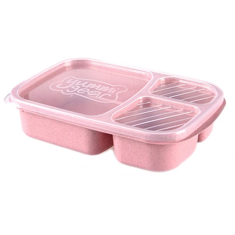 Детская пищевая посуда пшеничная солома Экологичная коробка для ланча с 3