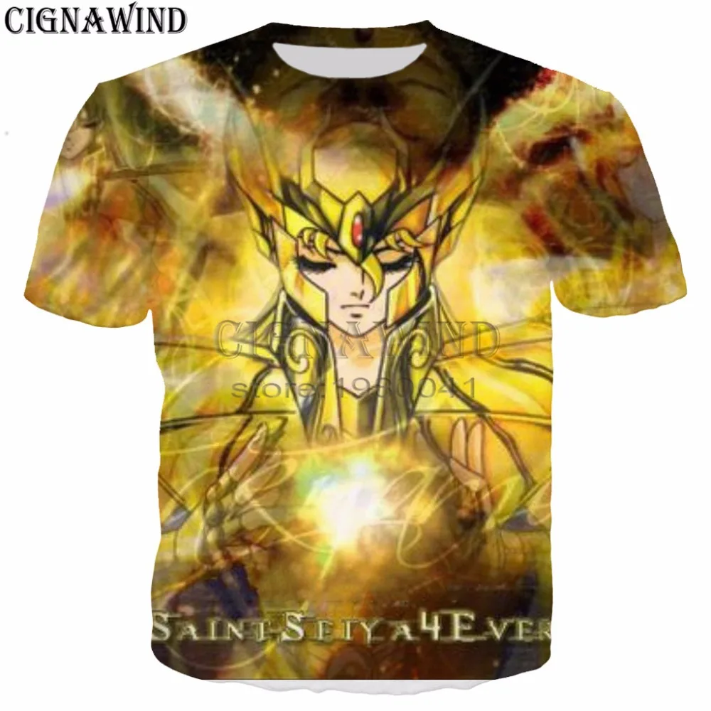 Новые летние топы в стиле аниме Saint Seiya 3d яркий стиль хипстерская футболка с