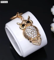rhinestones owl key chain metal car keychain new animal bag charm accessories fashion women keychain for gift jewelry k1706