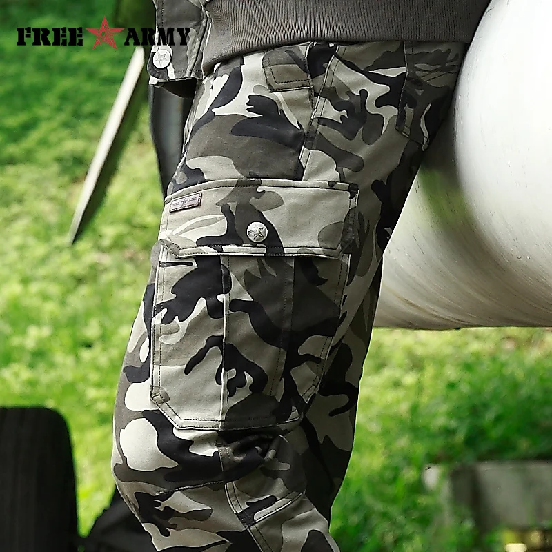Мужские камуфляжные брюки-карго хлопковые с карманами классические армейские