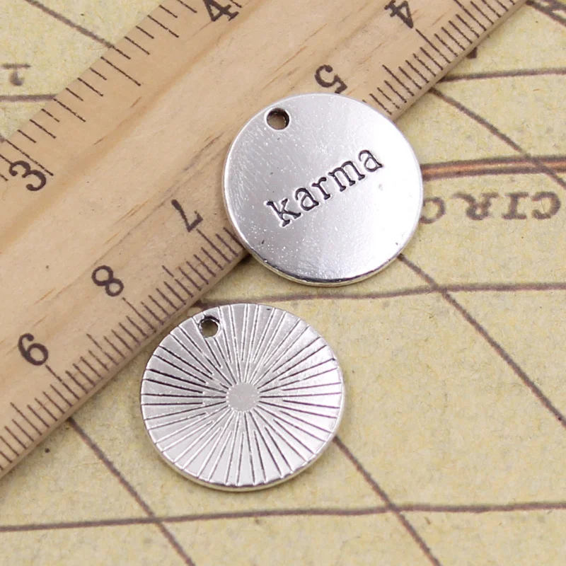 15pcs Charms Plates Karma 20x20mm Antique Bronze Silver Color Pendants Making DIY Handmade Tibetan Finding Jewelry For Bracelet | Украшения
