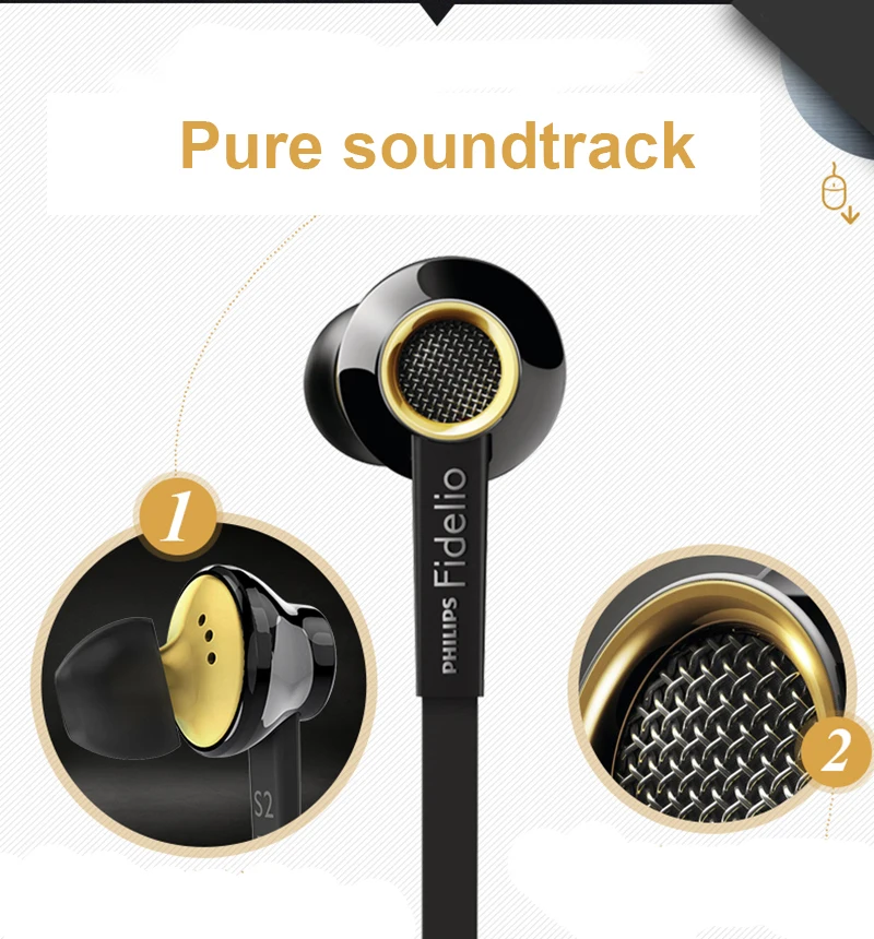 Оригинальные Наушники PHILIPS S2 HIFI с высоким разрешением и проводным управлением, наушники-вкладыши с поддержкой официального тестирования