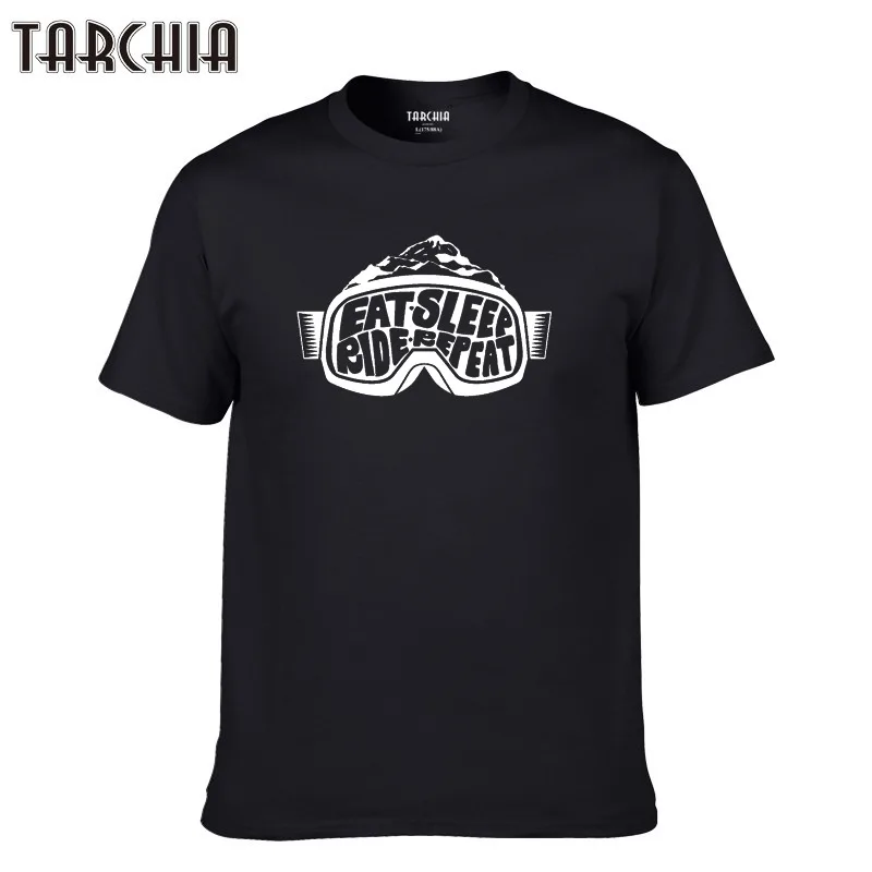 

Летняя футболка TARCHIA 2022 с надписью Eat Sleep Ride, повседневные облегающие мужские модные футболки, мужские топы с принтом, хлопковые футболки с коротким рукавом, новинка