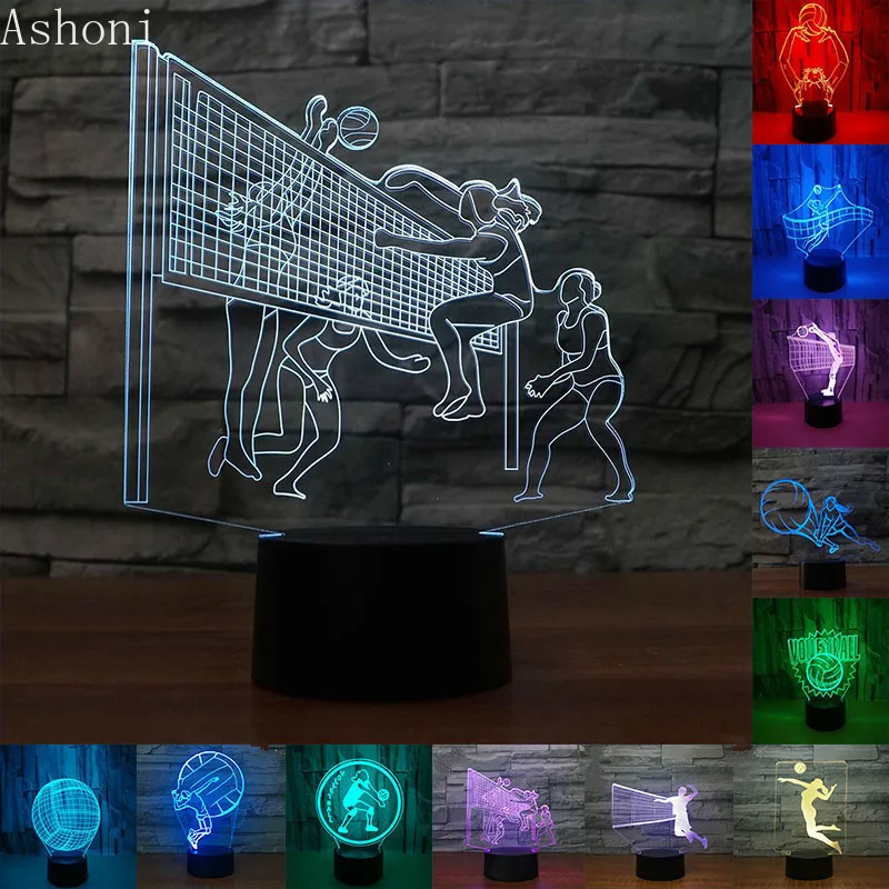 NEW Play Volleyball Player 3D Table Lamp LED Night Light 7 Colors Changing Bedroom Sleep Lighting Home Decor Gifts | Лампы и освещение