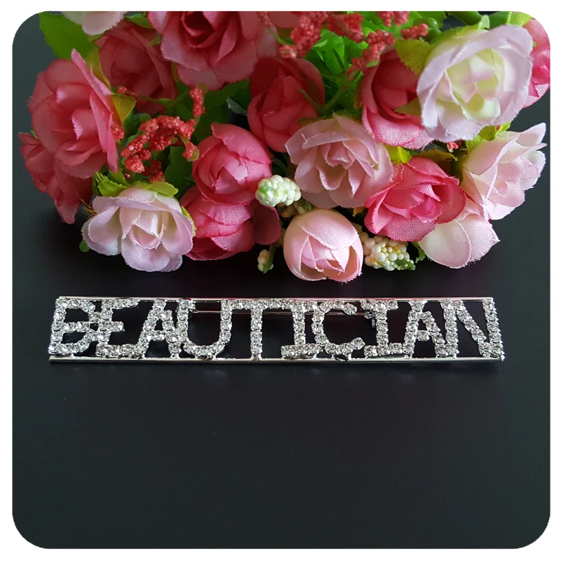 Уникальный подарок профессии булавка &quotкосметичка&quot буквы с кристаллами брошь