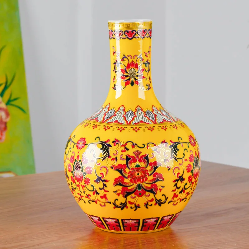 Классическая покрытая эмалью ваза Цзиндэчжэнь фарфоровая Современная винтажная