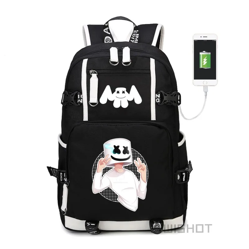 Black1 WISHOT рюкзак Многофункциональный USB зарядка для подростков мужчин wo мужчин студентов школьные сумки Дорожная светящаяся сумка - Цвет: Black1