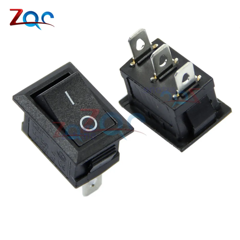 5 шт. AC 6A/250V 10A/125V 3 контактный терминал оснастки ВКЛ ВЫКЛ черный