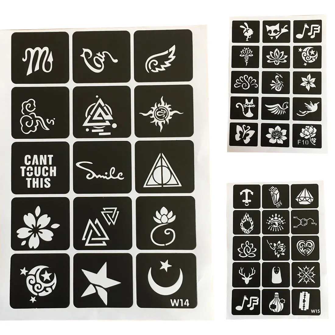 Цветок бабочка мультфильм Аэрограф татуировки stencil45шт (15 шт * 3) маленькие