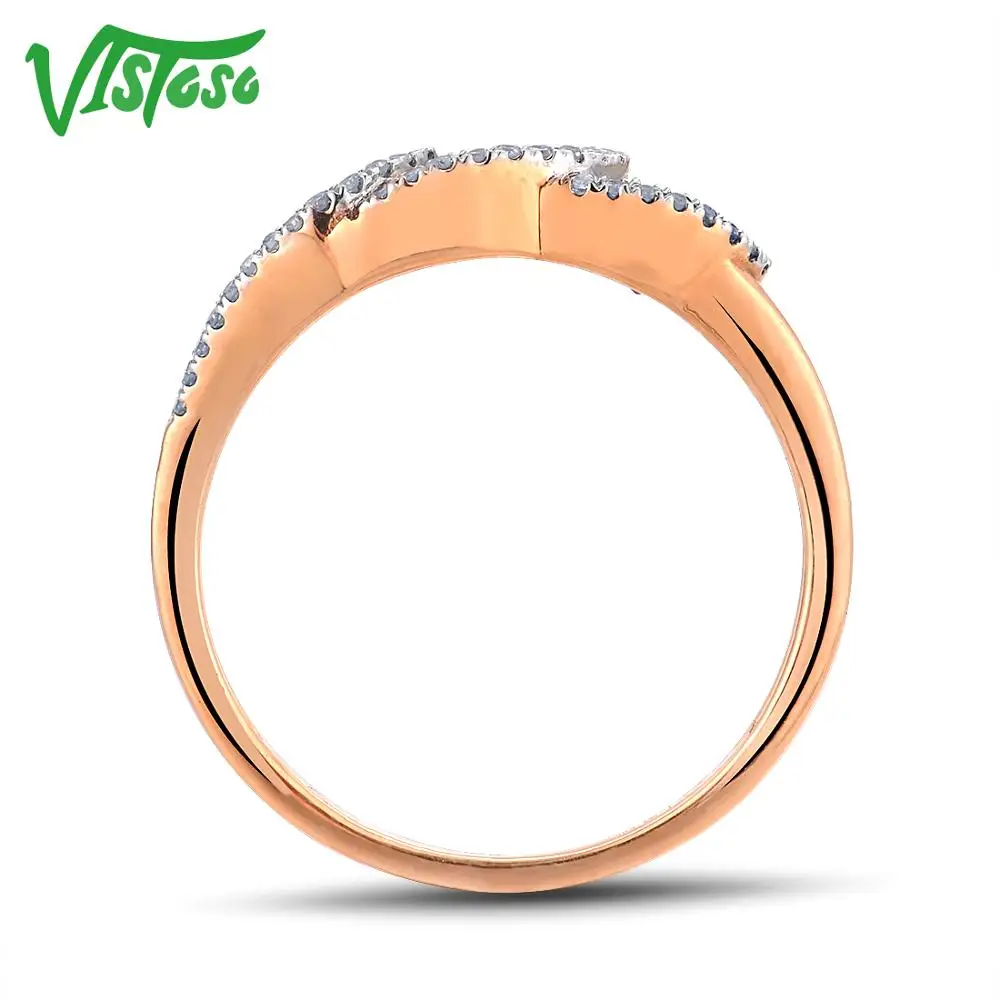 Женское кольцо с бриллиантами VISTOSO розовое золото 14K 585 пробы модное роскошное