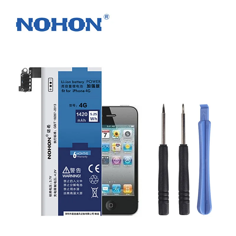 Оригинальный NOHON 1420 мАч высокое качество новый аккумулятор для iPhone 4 Встроенный