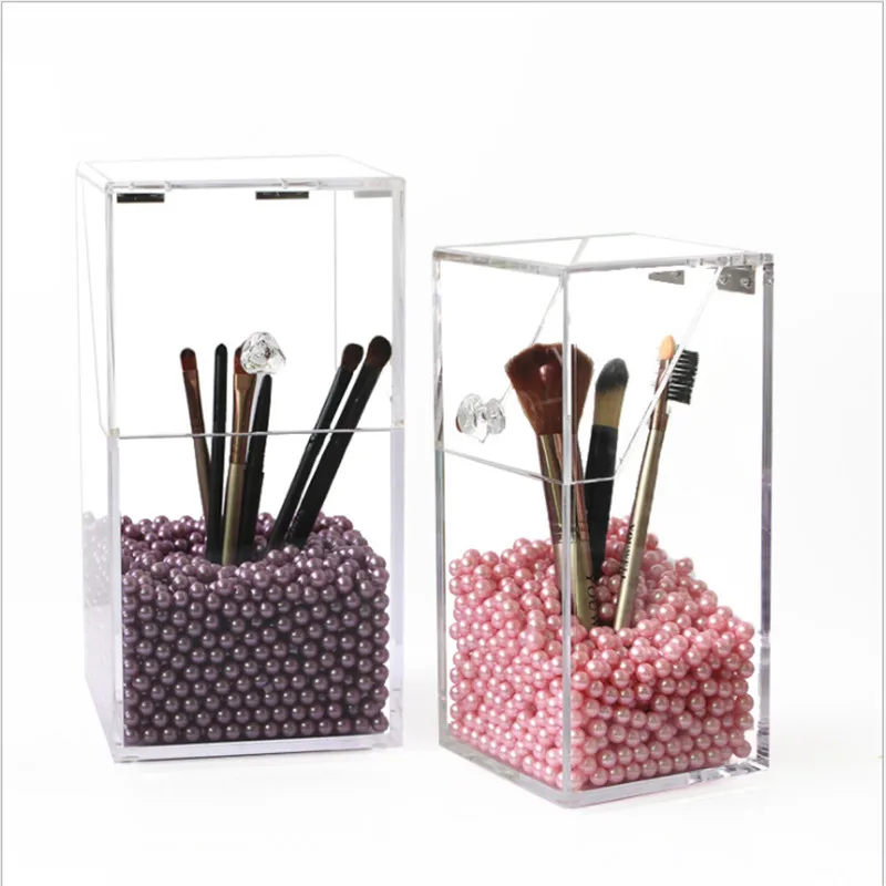 Пластиковый держатель для кистей макияжа пылезащитная коробка хранения