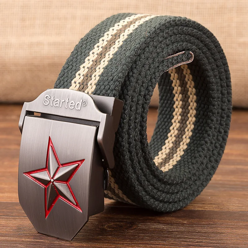 Мужской и Женский тканевый ремень роскошный 3D с пятью звездами металлической