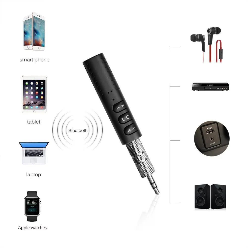 Мини Беспроводной Bluetooth Car Handfree 3 5 мм потокового A2DP авто AUX аудио адаптер с