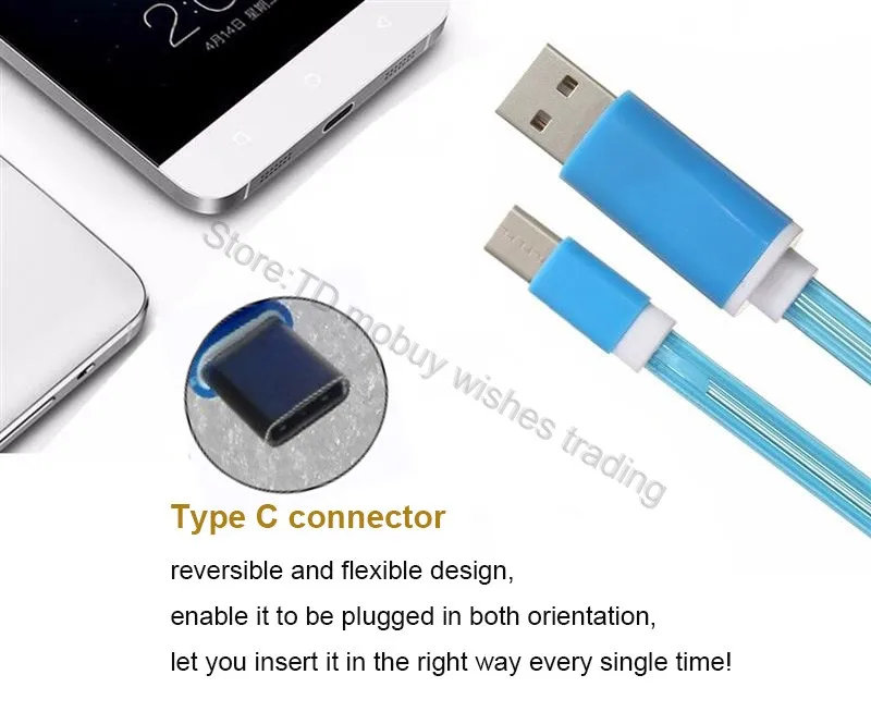 1 м LED USB Type C зарядное устройство кабель для зарядки Letv le tv 1s X500/x800/max/Leeco 2/pro 3/Umi