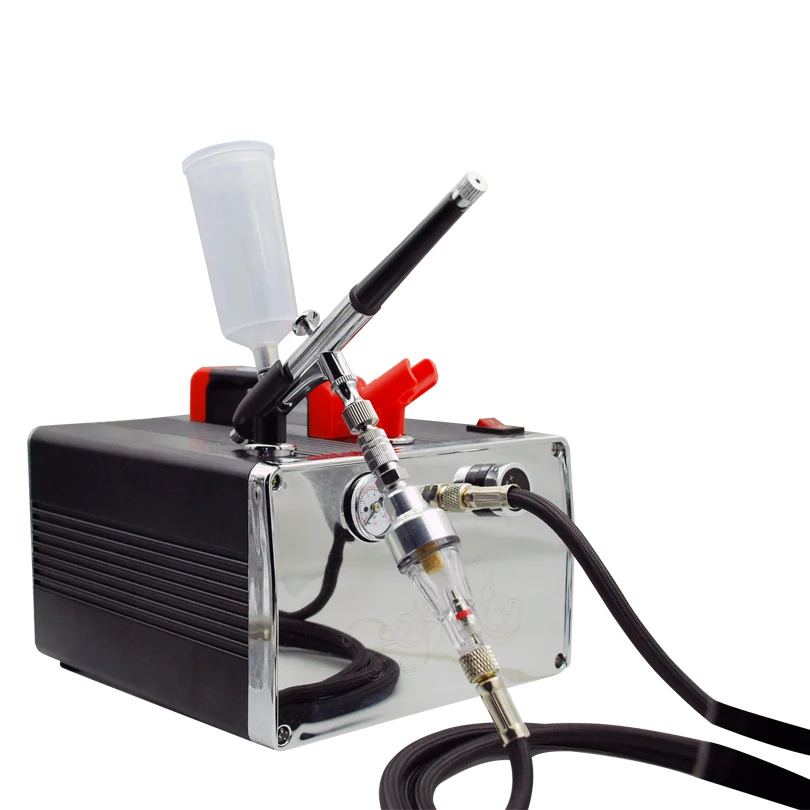 Двойного действия гравитационный Аэрограф безсолнечных загара система Комплект