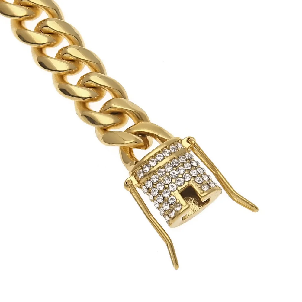 12/14 мм золотой серебряный цвет Мужская хип хоп нержавеющая сталь стразы со льдом