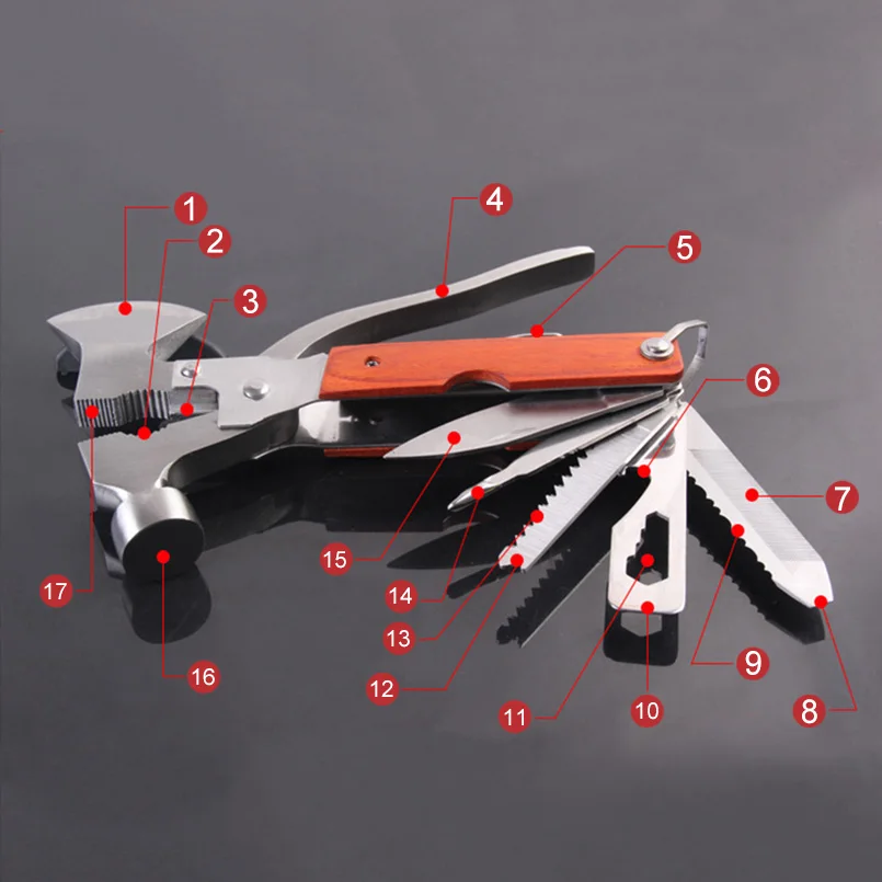 Multi-function Outdoor Camping Tool Portable Folded Survival MultiTools EDC Tools Multipurpose Knife Axe Hammer stainless | Спорт и