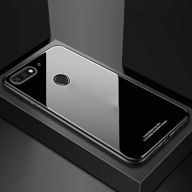 Black Роскошные закаленное Стекло Крышка для huawei Y5 Y6 Y7 Prime Y9 Коврики 20 10 Lite Honor фотоаппаратов моментальной печати 7S 7C 7A Pro 8A 8X 10i 9X9 10 Lite P20 чехол - Цвет: Black